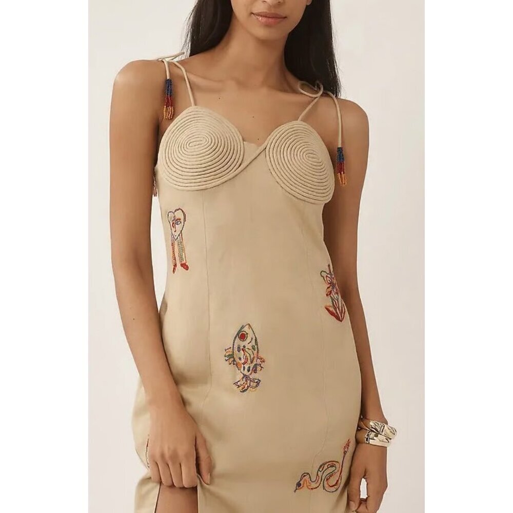Farm Rio x Anthropologie Embroidered Linen Blend Dress XXS